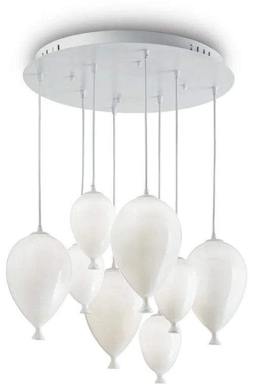 Sospensione Moderna Clown Metallo Bianco 8 Luci G9 3W 3000K Luce Calda