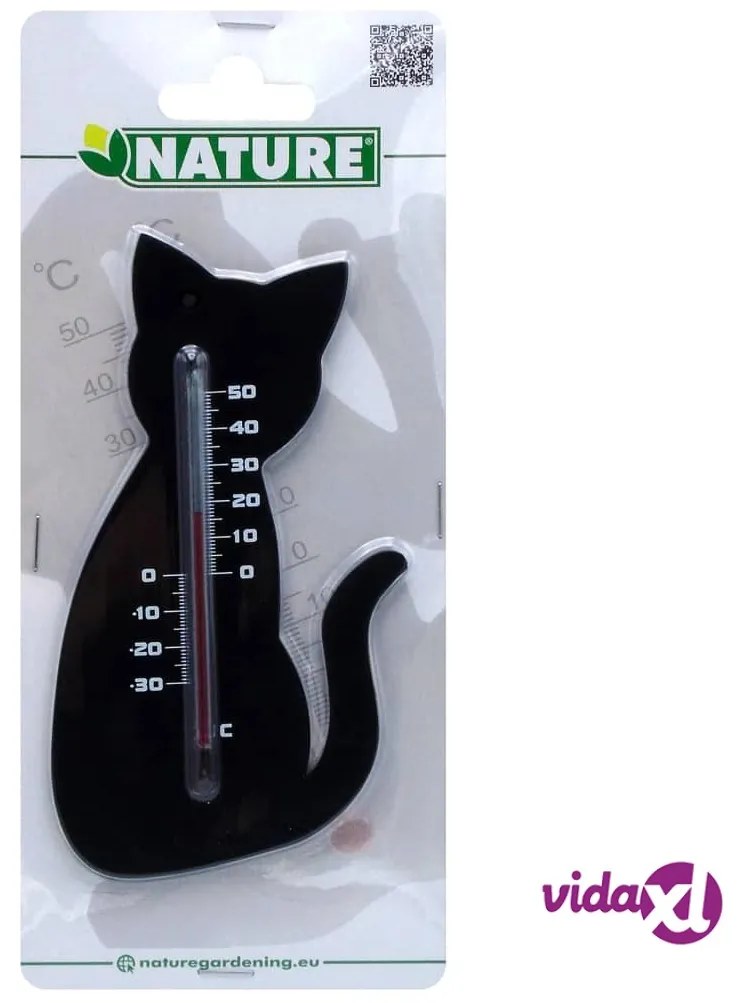 Nature Termometro da Parete per Esterno Gatto Nero