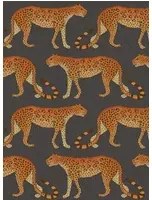 Cole & Son Carta da parati Leopard Walk - Charcoal/ Orange