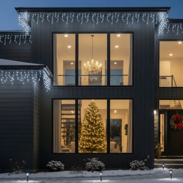 Brilagi - Catena LED per esterni, 200 LED, 8 funzioni, 13 m, IP44, bianco freddo