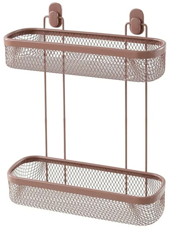 Mensola bagno rettangolare mocha in acciaio con 2 ripiani – Taki