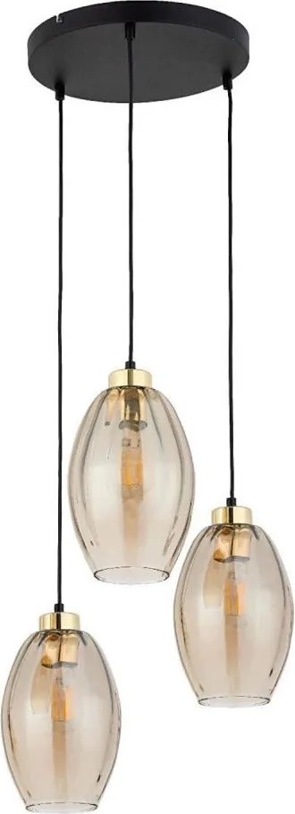 Lampadario LED sospeso a cavo SEBO 3xE27/15W/230V nero/beige fumé
