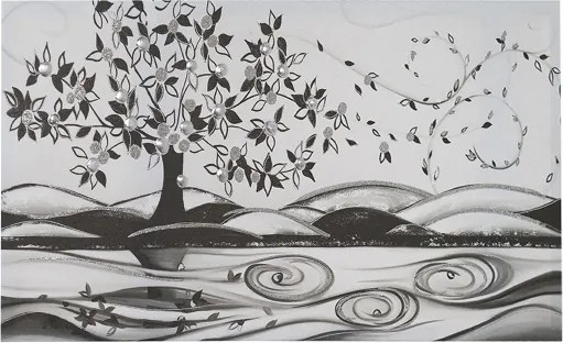 Quadro in tela 50x100 cm tema Albero Della Vita con particolari a rilievo