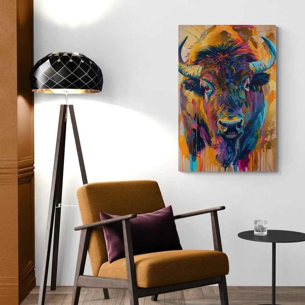 Quadro su tela – Bufalo con imitazione di pittura