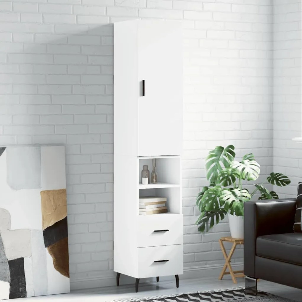 Credenza Bianca 34,5x34x180 Cm İn Legno Multistrato /