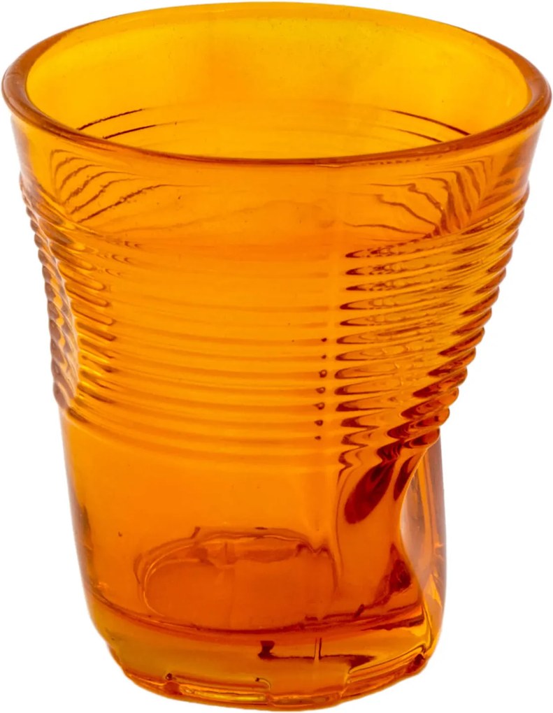 Set 6 Bicchieri Accartocciati 22 cl Ø8 cm in Vetro Pressato Kaleidos Arancioni...