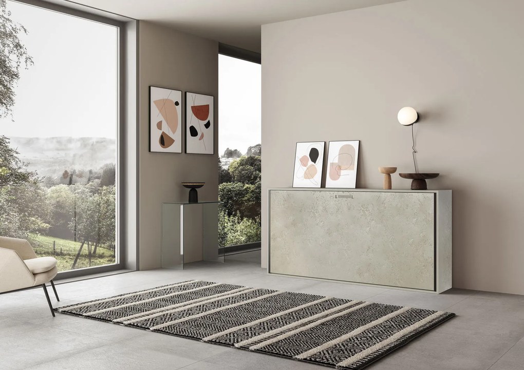 Letto a scomparsa singolo orizzontale Kando con materasso, Cashmere / Incluso