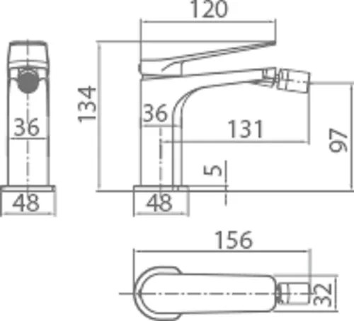 Rubinetto miscelatore bidet monocomando senza scarico in ottone nero opaco Momo