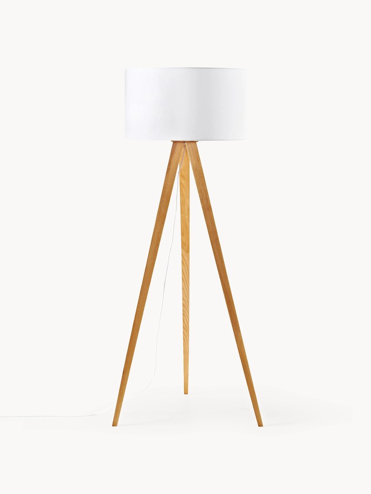 Lampada treppiede da terra in legno massiccio Jake