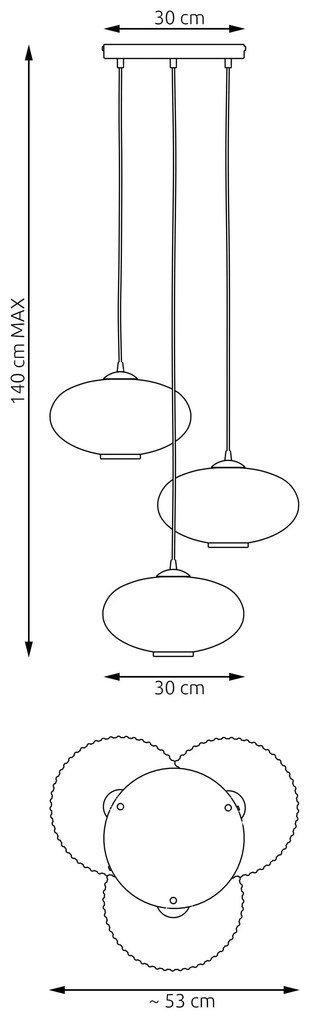 Lampadario 3 Luci Coco Base Tonda In Acciaio Nero Paralume Plissettato Fumè