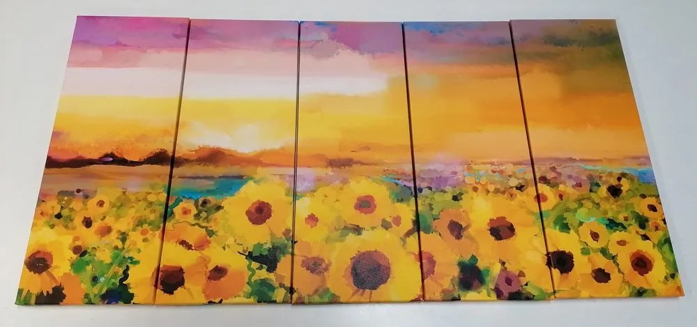 Quadri 5 pezzi – Campo di girasoli
