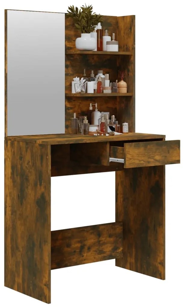 Toeletta con specchio rovere fumo 74,5x40x141 cm