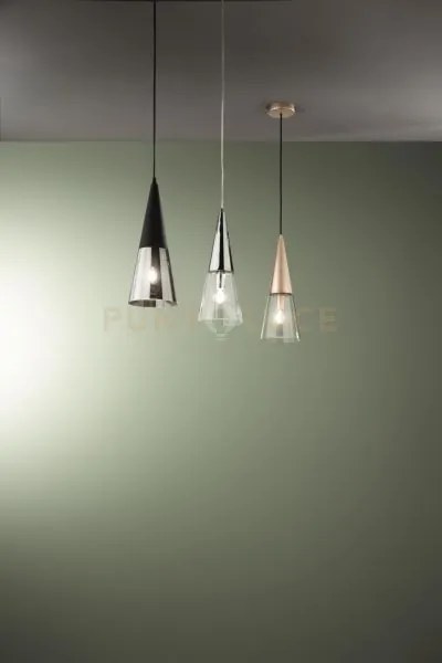 Sospensione trento 1 luce nero e fume' attacco e14 vetrp d.15cm