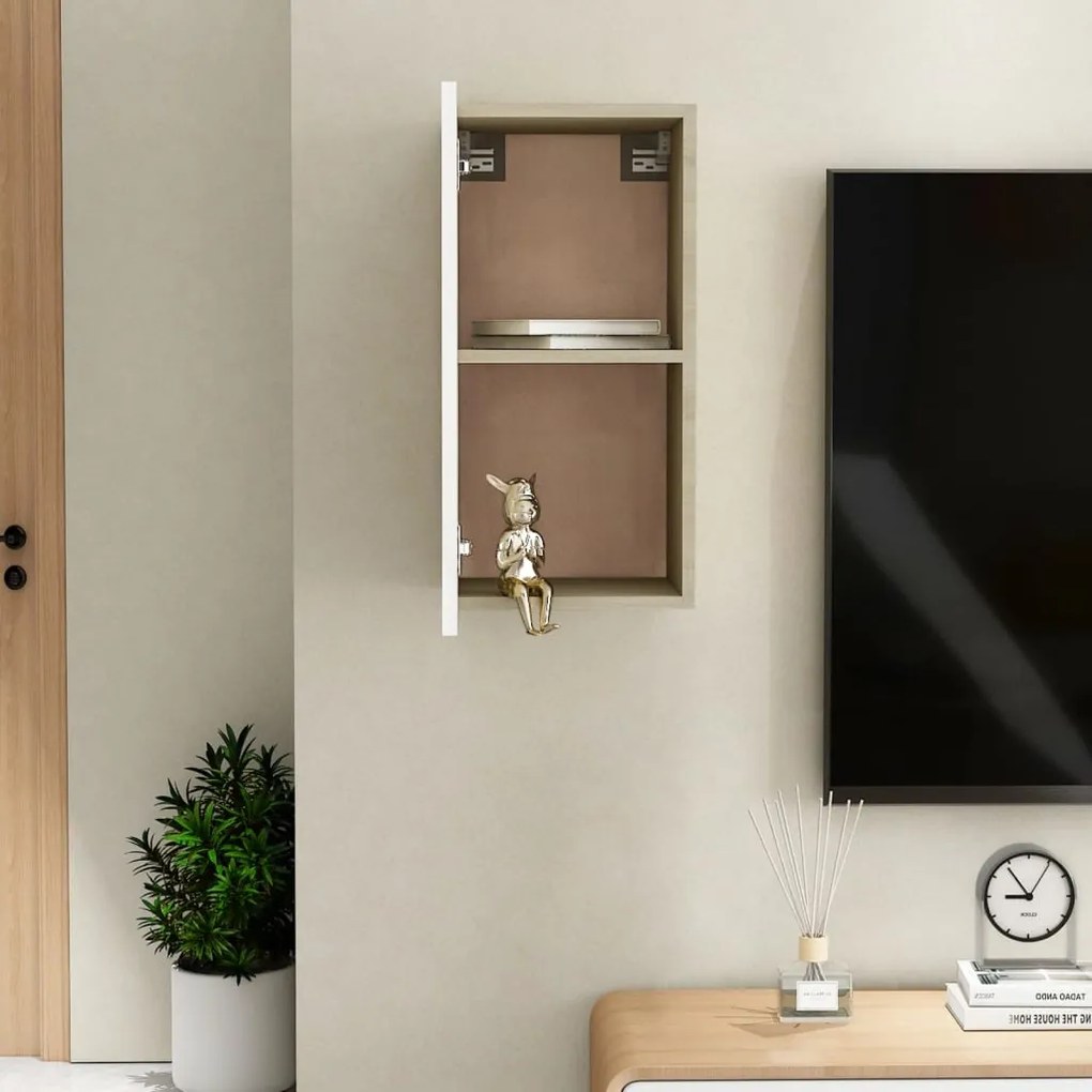 Mobile TV Bianco Rovere Sonoma 30,5x30x60 cm Legno Multistrato