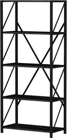 Libreria Industrial 5 Ripiani 64x30x150 Frida Effetto Marmo Nero