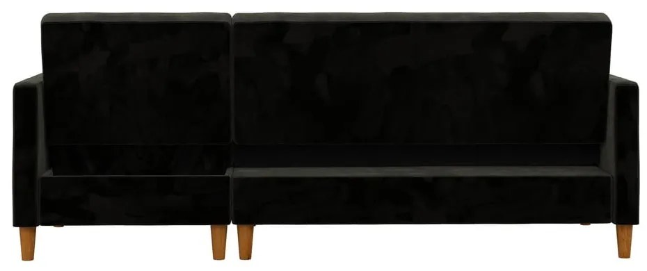 Divano letto variabile nero con superficie in velluto e vano portaoggetti Celine - Støraa