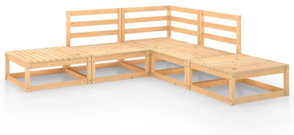 Set divani da giardino 5 pz in legno massello di pino