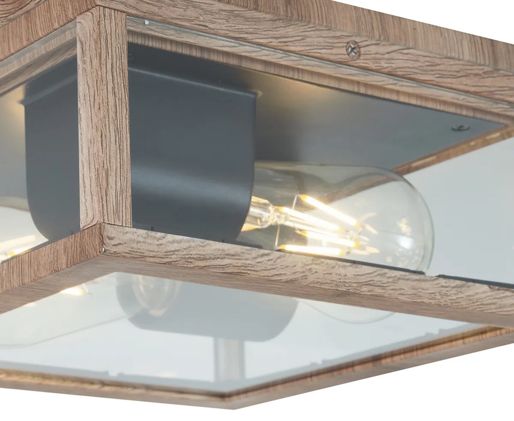 Plafoniera industriale stampa legno IP44 2 luci - Charlois