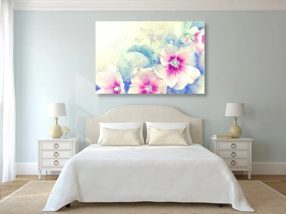 Quadro su tela – Illustrazione acquerello di fiori rosa