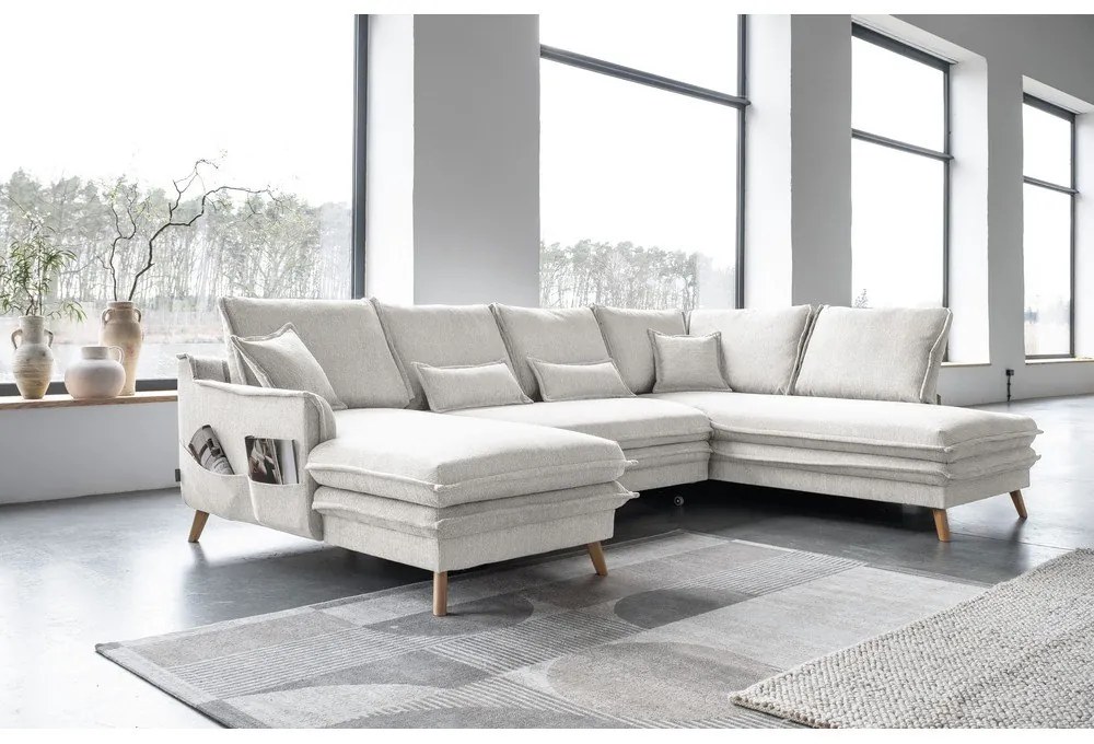 Divano letto angolare beige (angolo destro/"U") Charming Charlie - Miuform