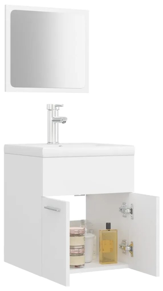 Set mobili da bagno bianco in legno multistrato