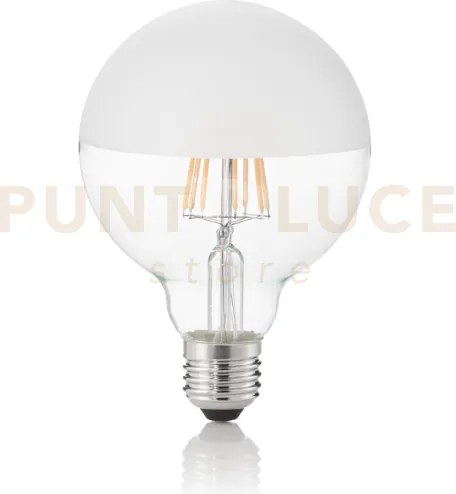 Lampadina attacco e27 in vetro globo bianca satinata mezza 8 w 1100...