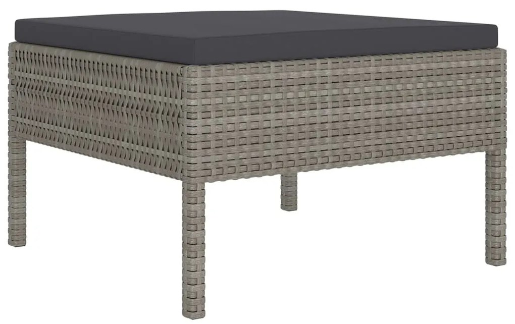 Set Divani da Giardino 8 pz con Cuscini in Polyrattan Grigio