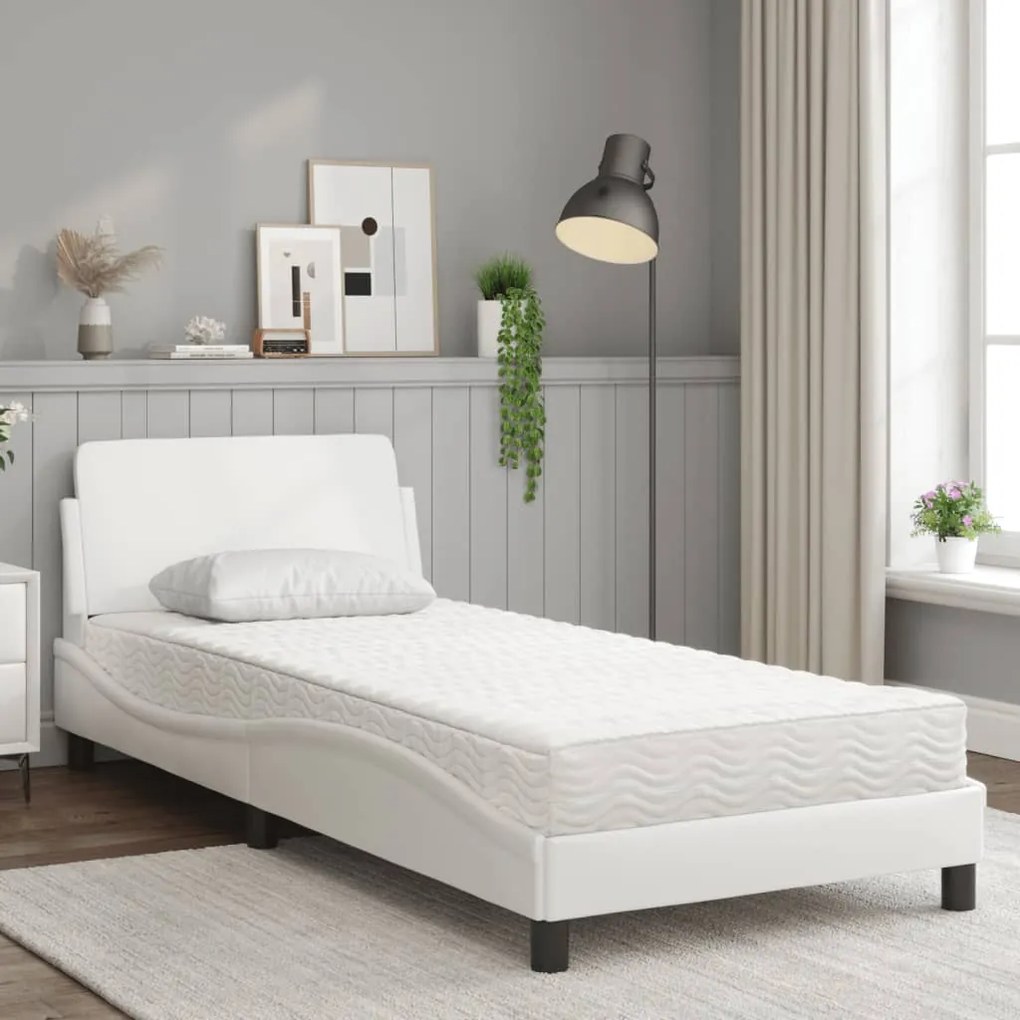 Letto con materasso bianco 90x190 cm in similpelle