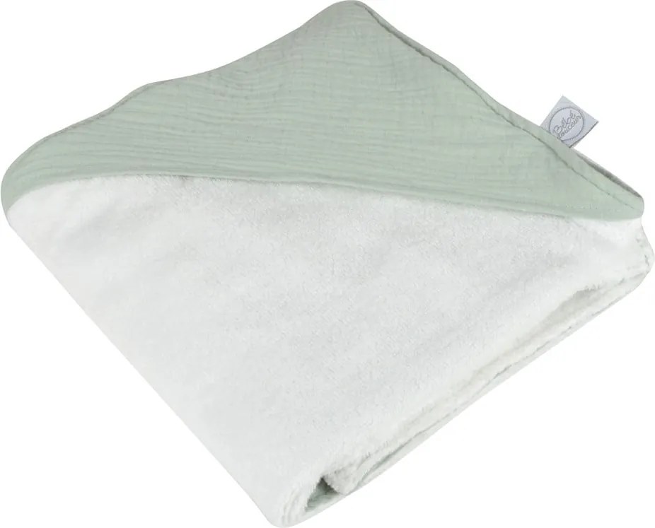 Asciugamano in mussola verde con cappuccio 75x75 cm - Bébé Douceur