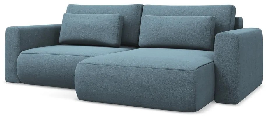 Divano angolare azzurro allungabile/con contenitore (con penisola a destra/con chaise lounge) Kapua – Makamii
