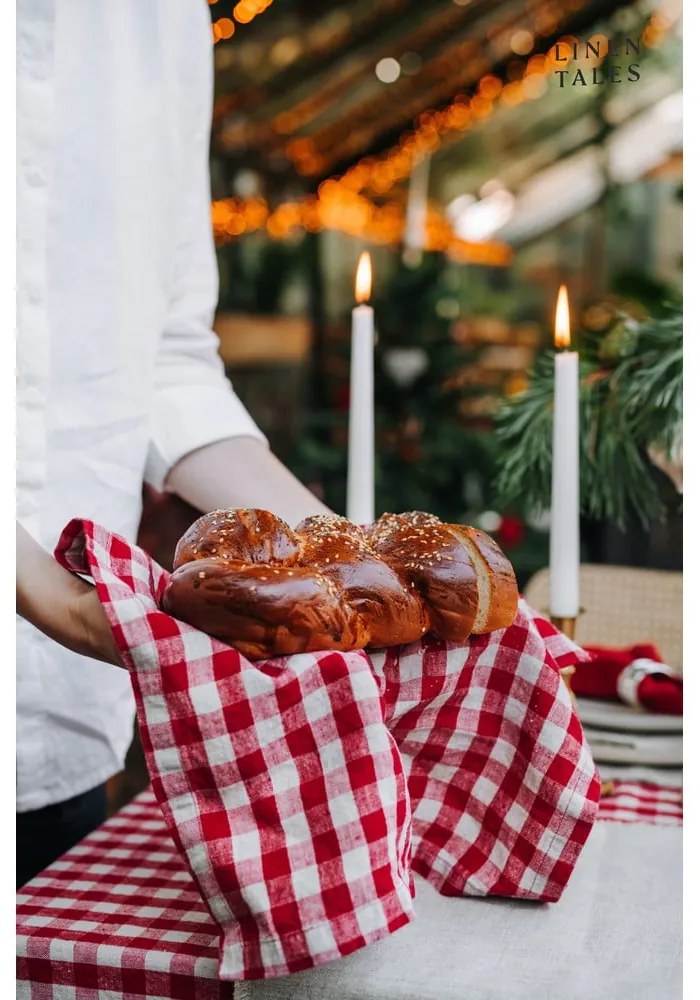 Asciugamano di lino 45x65 cm Red Gingham - Linen Tales