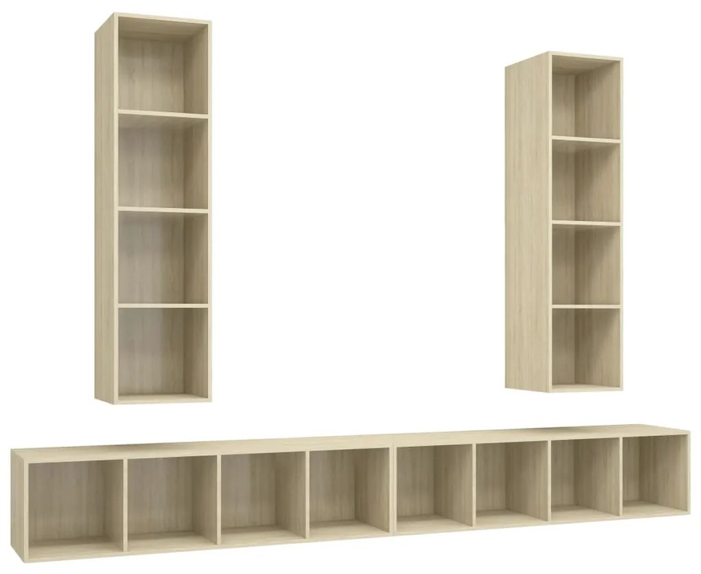 Mobile tv a parete 4 pz rovere sonoma in truciolato