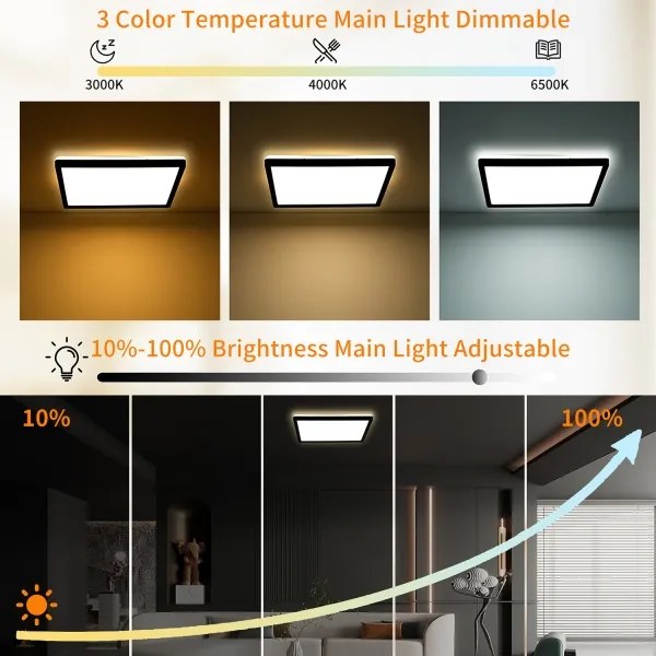 Brilagi - Lampada LED dimmerabile ULTRA SLIM 18W 230V 30x30 cm nera + DO