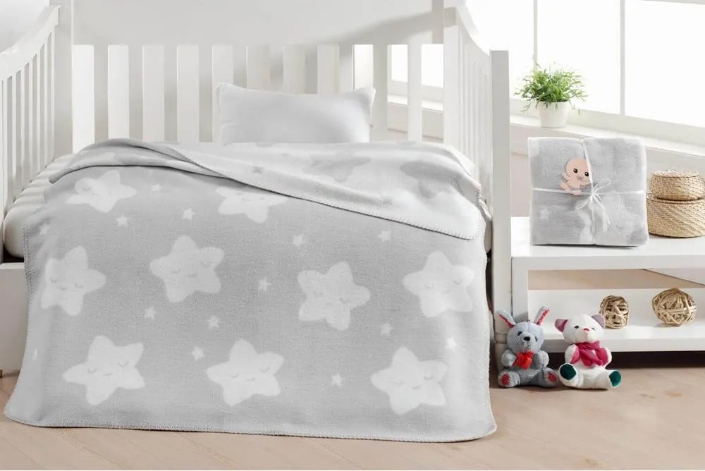 Coperta per bambini grigio chiaro in vello 100x120 cm Star – Mijolnir