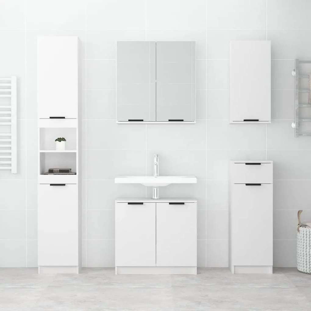 Armadietto a specchio da bagno bianco 64x20x67 cm