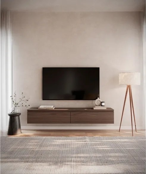 Mobile TV Sospeso 175 cm 2 Ante A Ribalta Noce Scuro Lume