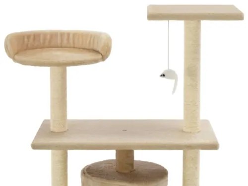 Albero per Gatti con Tiragraffi in Sisal 95 cm Beige