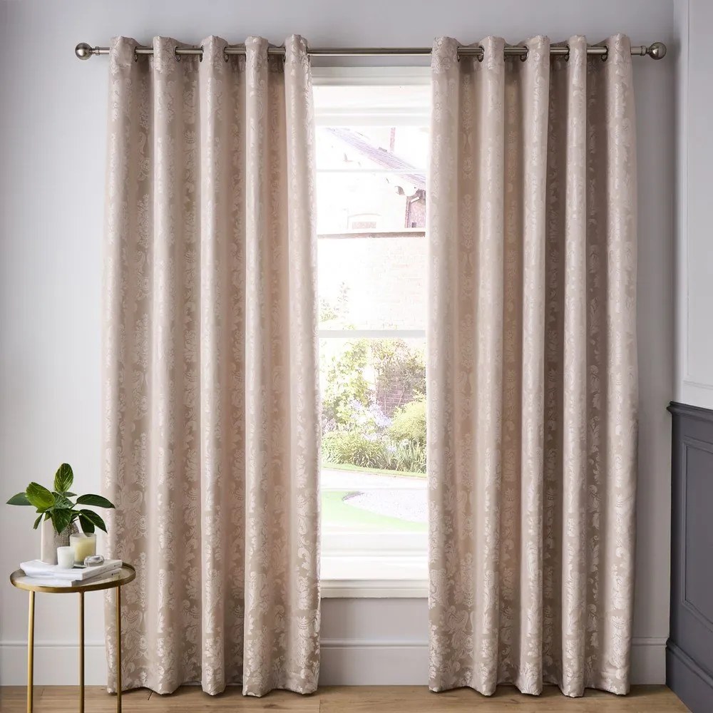 Tende in set beige in tessuto damascato 2 pz 168x183 cm Damask Jacquard – Catherine Lansfield