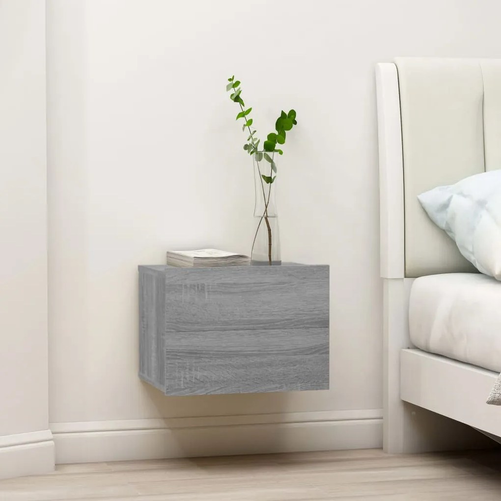 Comodino Grigio Sonoma 40x30x30 Cm İn Legno Multistrato /