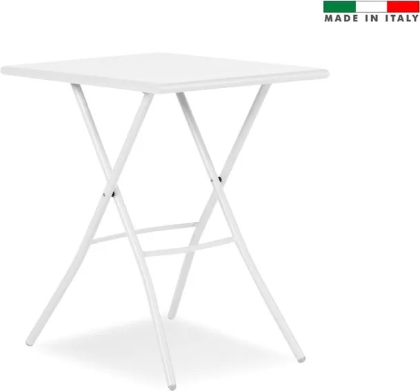 Tavolo da pranzo per giardino pieghevole Gaia FIAM struttura e superficie in acciaio bianco per 2 persone 70x50cm
