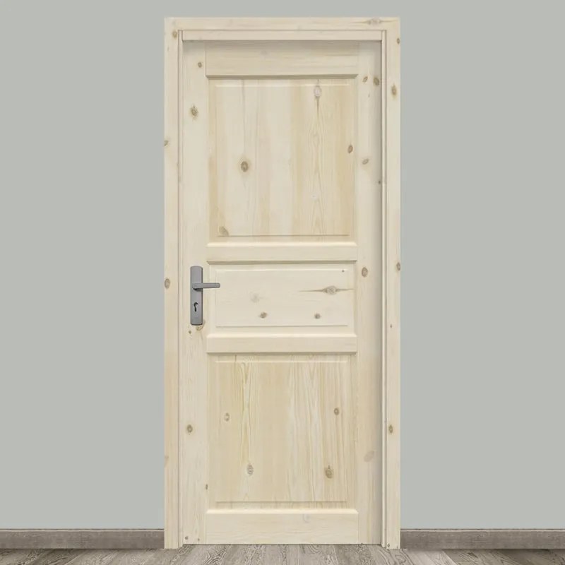 Porta interna a battente Acul in legno di pino grezzo colore beige, L 70 x H 210 cm, apertura reversibile