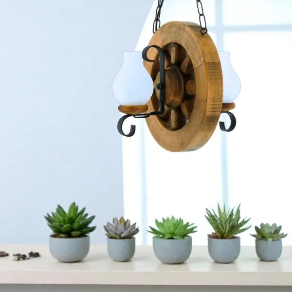 Brilagi - Lampadario a sospensione con catena ROATA 2xE14/40W/230V faggio