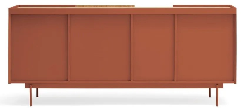 Cassettiera bassa in rovere decorato color mattone-naturale 180x78 cm Otto - Teulat