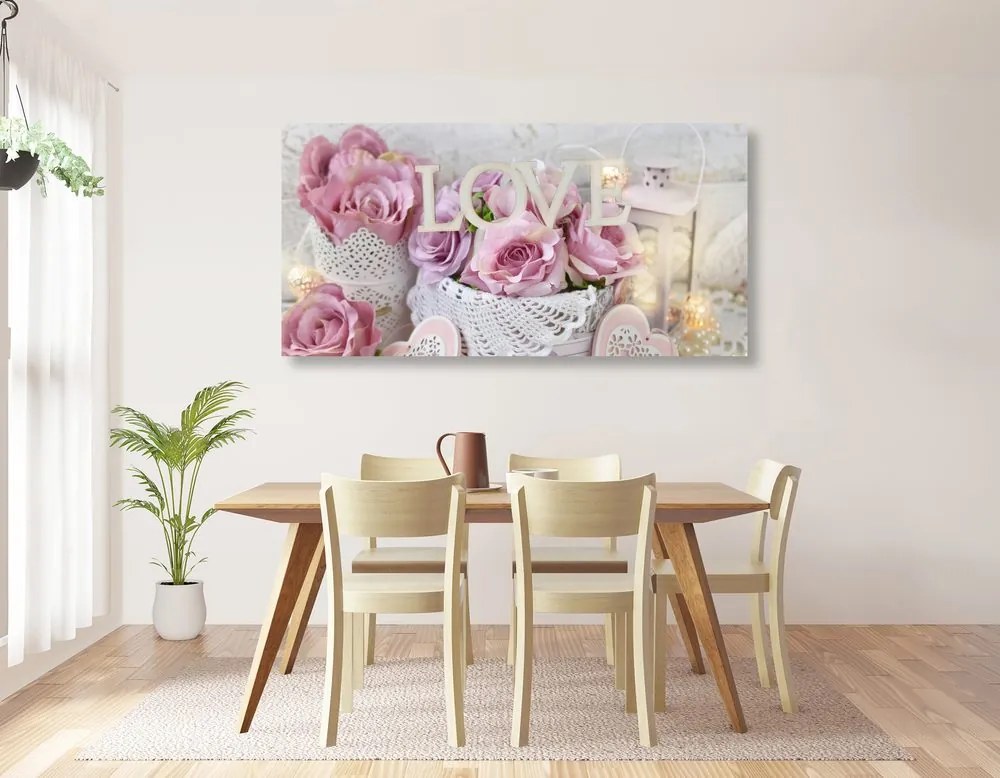 Stampa su tela – Decorazione vintage con scritta Love
