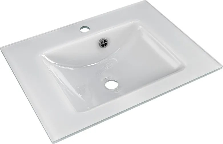 Lavabo da incasso rettangolare in vetro bianco H 1.5 cm
