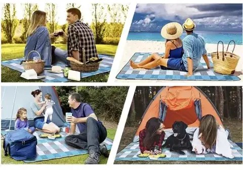 Coperta da picnic a scacchi 200 x 200 cm - blu