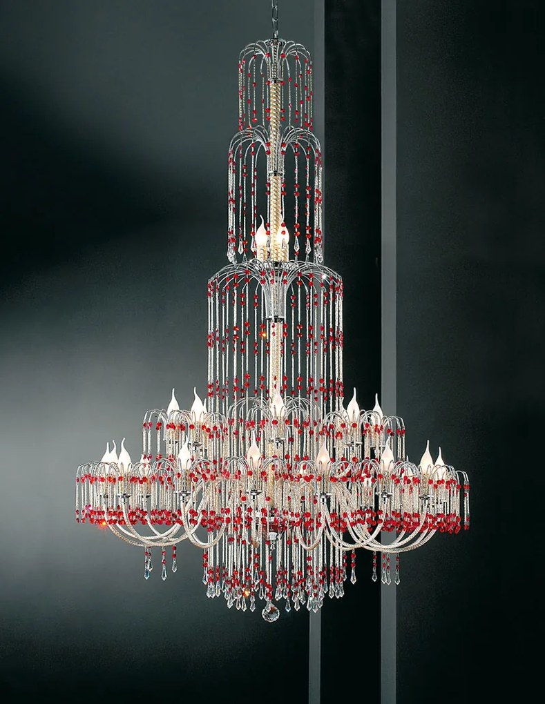 27-light chandelier Chrome and crystal - 406/24+3- Royal Crystal Arredoluce Cromo