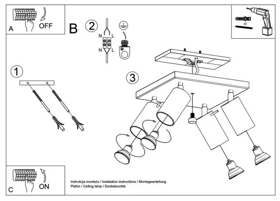 Sollux SL.0090 - Faretto RING 4 4xGU10/10W/230V bianco