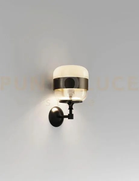 Futura applique a parete p ambra ottone montatura nero opaco 1 luce...