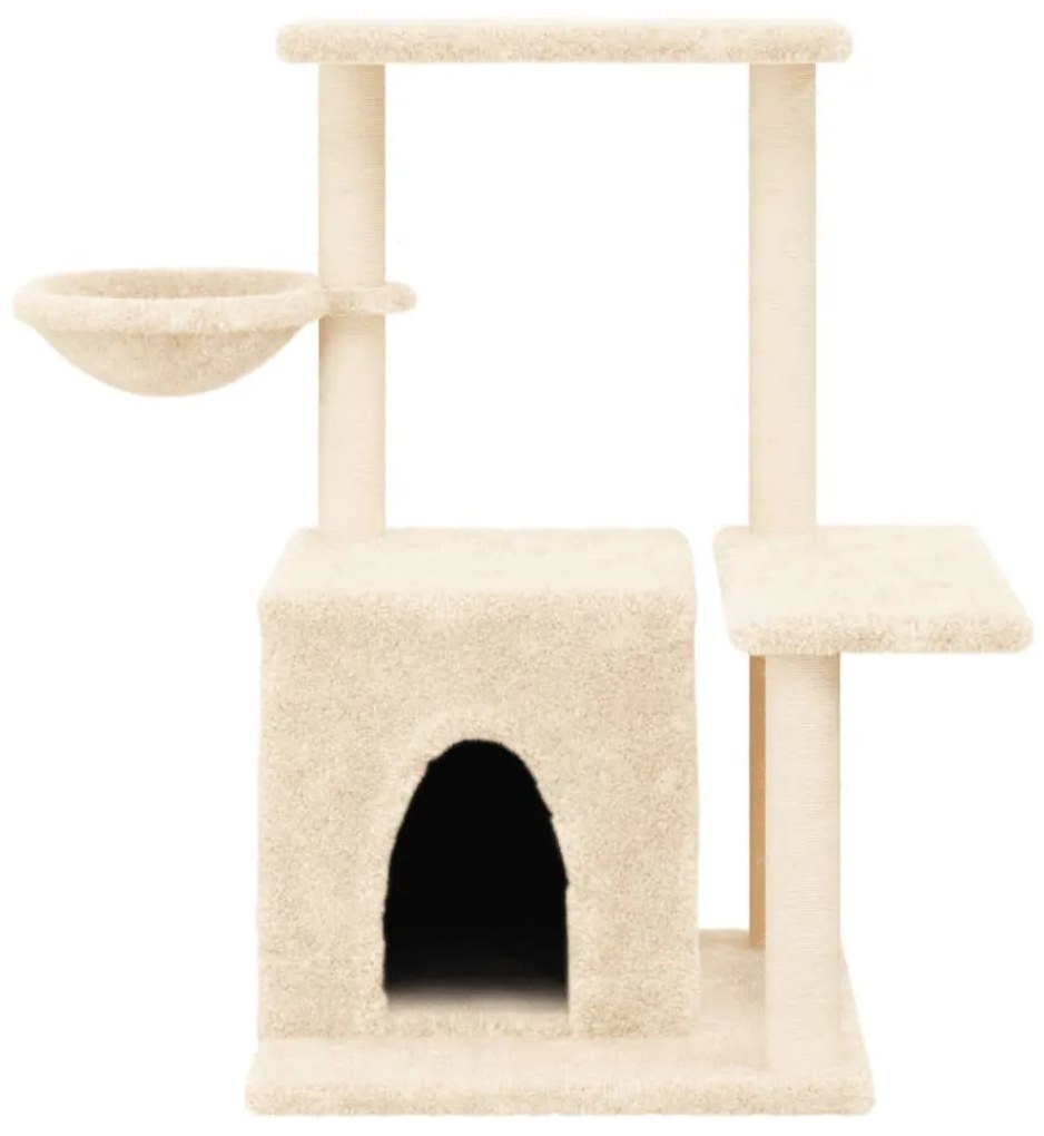 Albero per gatti con tiragraffi in sisal crema 83 cm